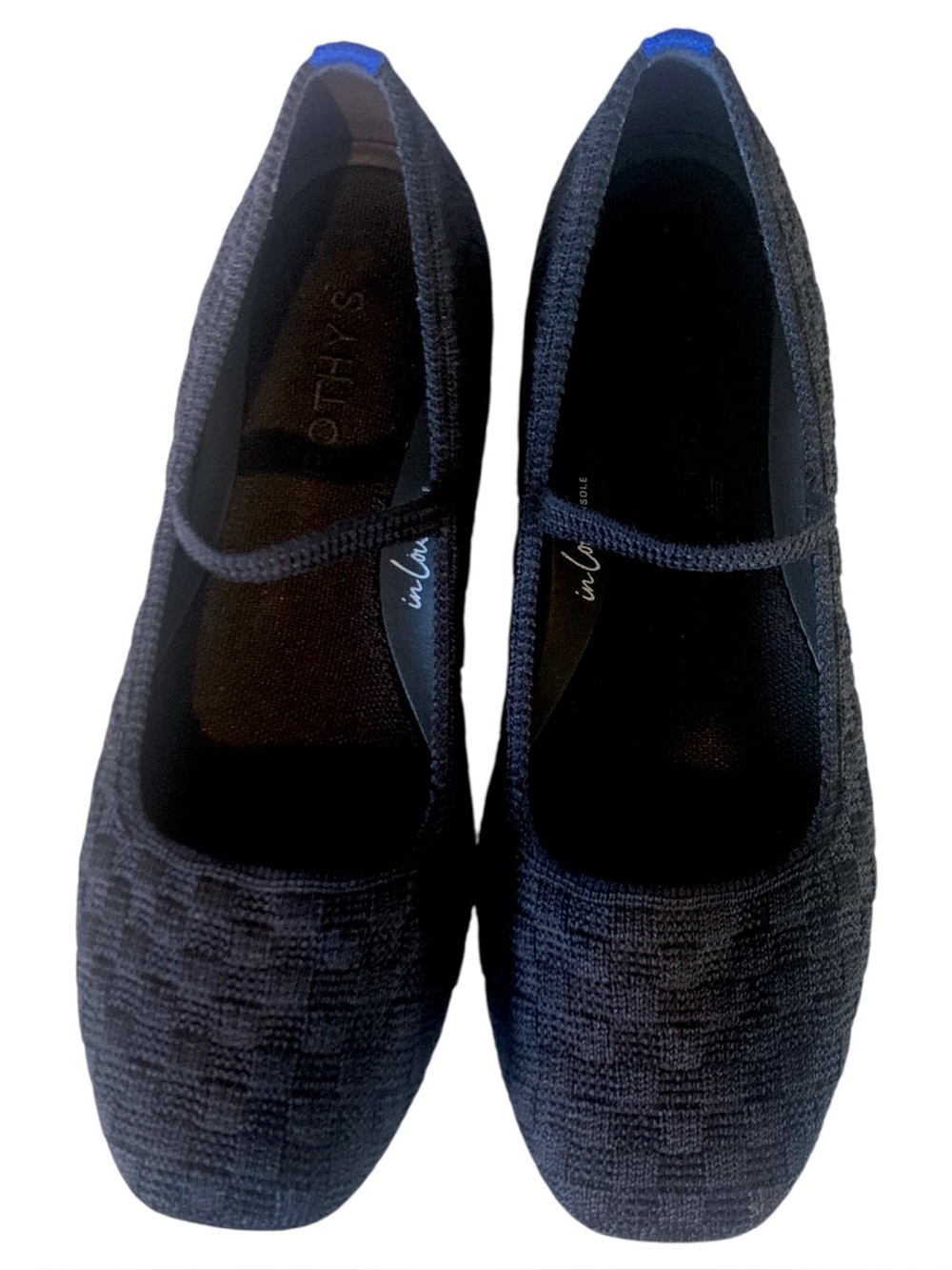 Rothy’s The Max Square Mary Jane Black Checkered Women’s 8 Knit Flats Like New - Picture 9 of 11